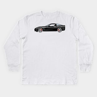 Chevrolet Corvette C6 Black Digital Painting Kids Long Sleeve T-Shirt